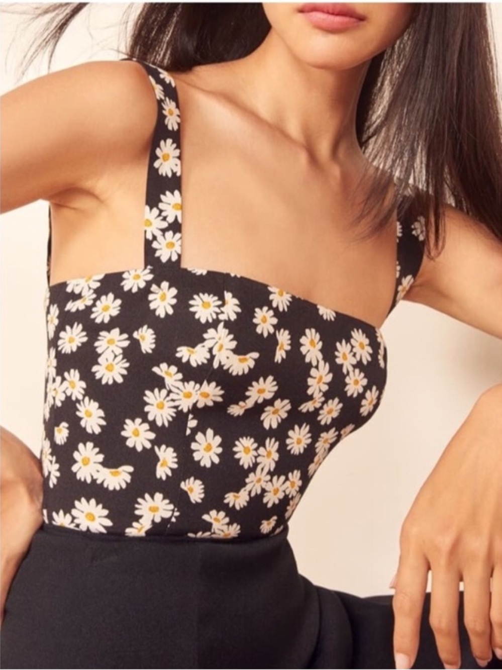 Reformation Elaine Square Neck Tank Top in Daisy Chain print